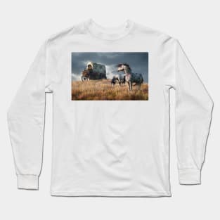 Indian Ponies and Abandoned Wagon Long Sleeve T-Shirt